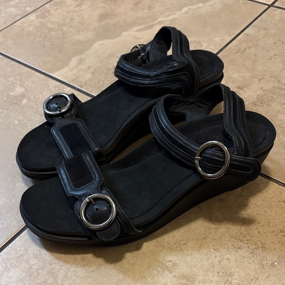 SAS Seight Black Wedge Sandals Size 10M - Picture 7 of 9